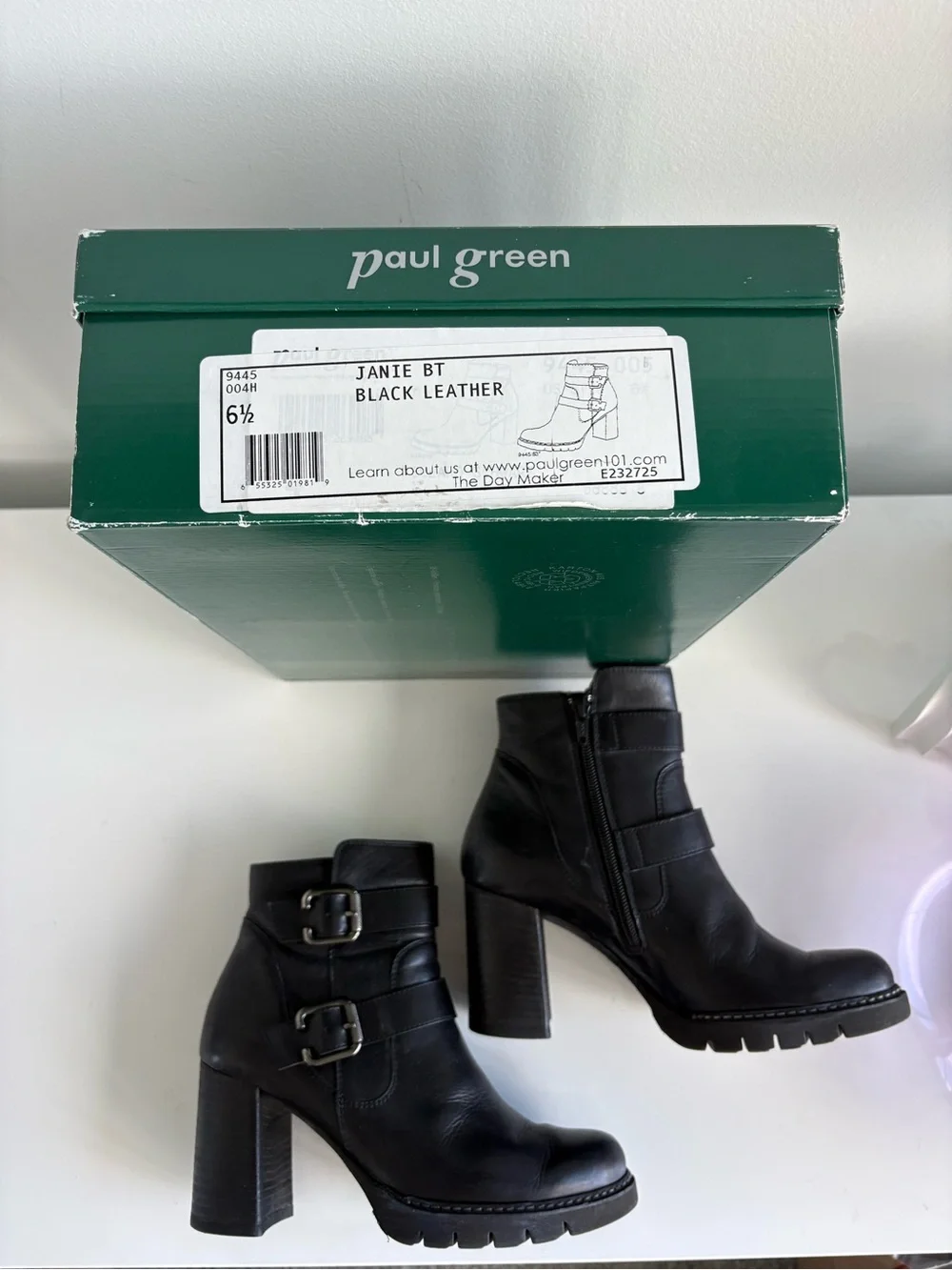 Paul Green moto block-heel ankle bootie sz 6.5